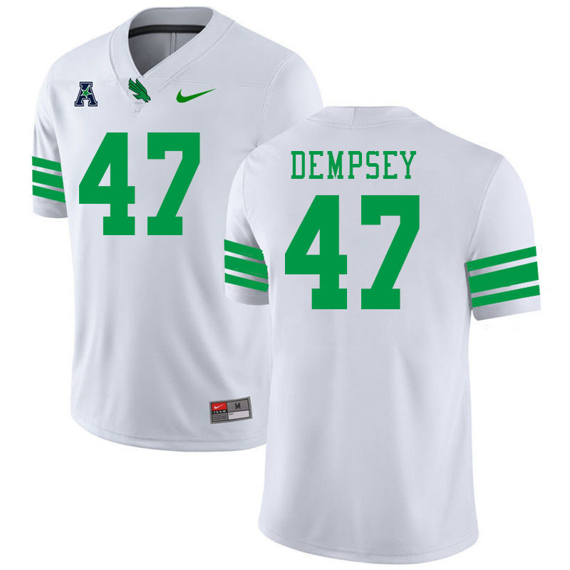 #47 Harrison Dempsey North Texas Mean Green College Football Jerseys Stitched-White